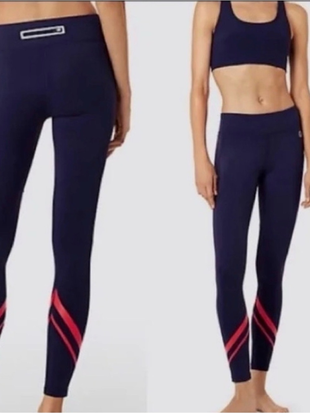 Tory Burch Sport Navy Chevron Leggings High Rise Athletic Workout Pants Small